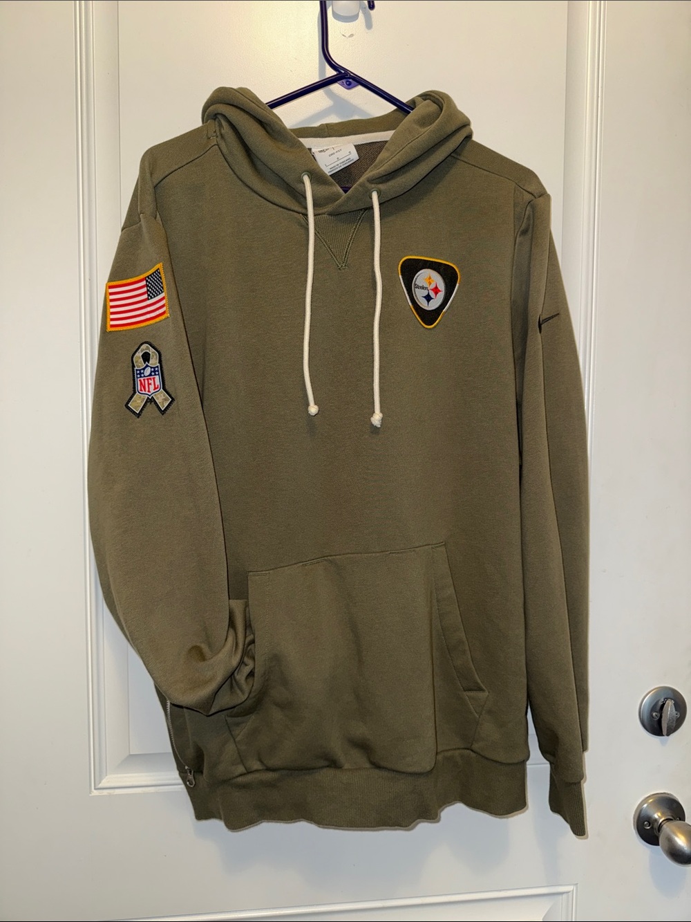 NFL Olive Green Nike Pittsburgh Steelers Hoodie salute to service large